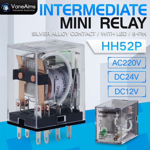 MY2P HH52P MY2NJ Relay Coil General DPDT Micro Mini Electromagnetic Relay Switch with Socket Base LED AC 110V 220V DC 12V 24V ► Photo 1/6