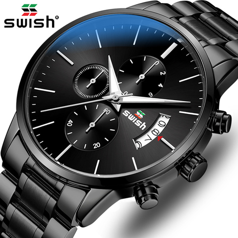 SWISH Watch Men 2022 Waterproof Stainless Steel Fashion Sport Quartz Watch Clock Men's Watches Top Brand Luxury Man Wristwatch ► Photo 1/6