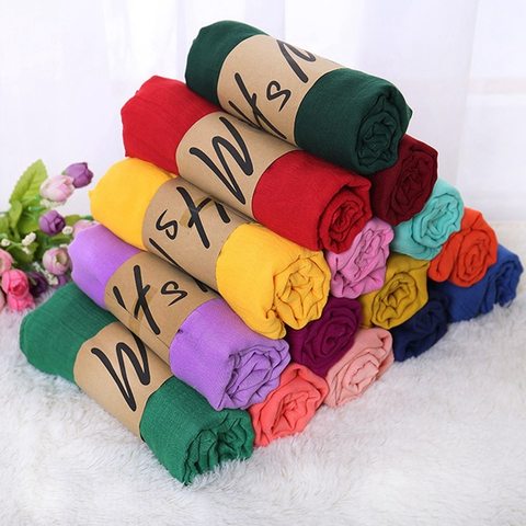 Solid Color Hijab Scarf Women Scarf Breathable Cotton Lady Shawls And Wraps Head Scarves Neck Bandana Men Scarf Black Scarves ► Photo 1/6