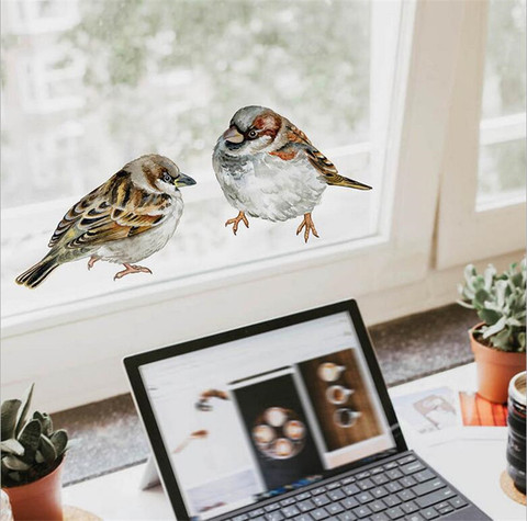 Vivid Hand painted bird Wall Sticker window living room bedroom decorations wallpaper Mural stickers ► Photo 1/6