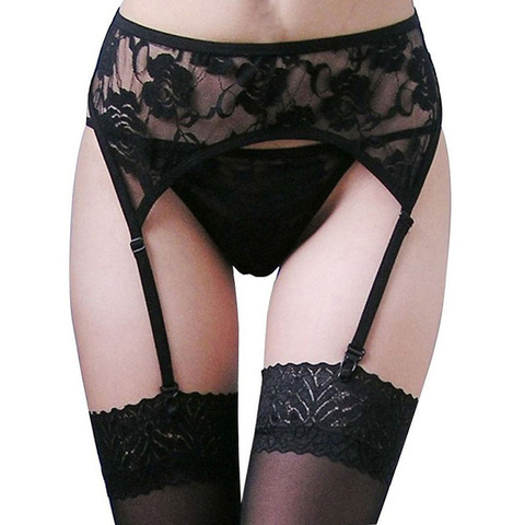 Women Sexy Wedding Garter Belt Lace Top Sheer Thigh Suspender Belt Elastic Waist Garters Sheer Suspenders ► Photo 1/6