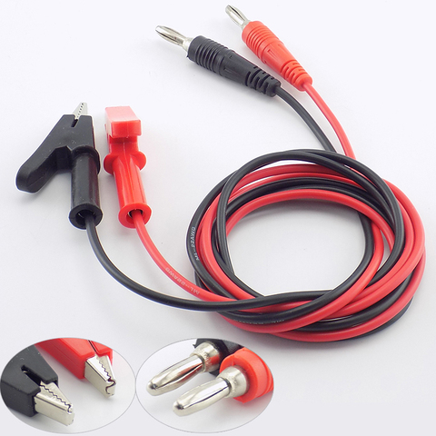 1M Alligator Clip to Banana Plug Test Cable Wire Silicone Probe Multimeter double end Crocodile electric  for DIY connecting ► Photo 1/6