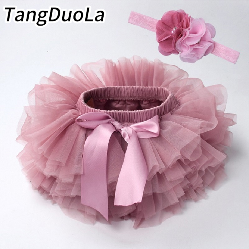 Toddler Girls Tutu Bloomers with Diaper Cover,Baby Girls Soft Fluffy Tutu Skirt Sets with 5 pics Hair Clips & 1 Headband 