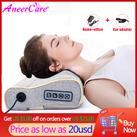 Aneercare Neck Massager Back Massage Pillow Masajeador Electric Infrared Heating Tuina Body Relaxation Shiatsu Device Cervical ► Photo 1/6