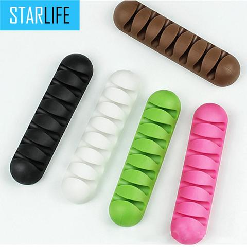 7 Holes USB Cable Organizer  Cable Clamp  Wire Winder Headphone Earphone Holder Cord Silicone Clip Phone Line Desktop Management ► Photo 1/6