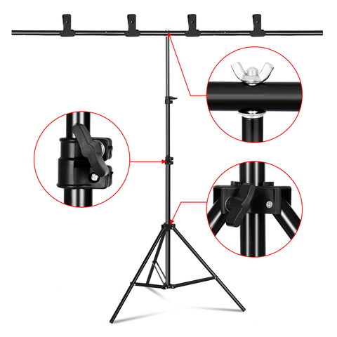 Photography T-Shape Background Backdrop Stand Frame Support System for Photo Studio Video Chroma Key Green Screen with Stand 