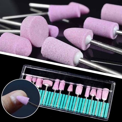 12PCS/Set Quartz Nail Electric Manicure Drill Bits Nail Polishing Head Cutters Set Pink Pedicure Milling Cutter Files Nail Art ► Photo 1/6