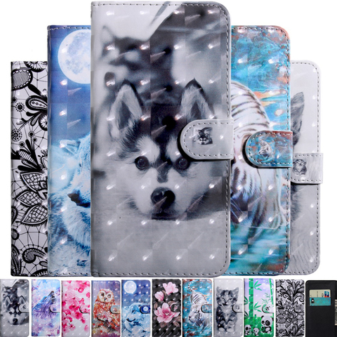 3D Cat Dog Flower Painted Flip Leather Case For Huawei Nova 3 3i P Smart Z Y3 Y5 Y6 2017 Y7 2022 Y5P Y6P Y8P Book Cover ► Photo 1/6