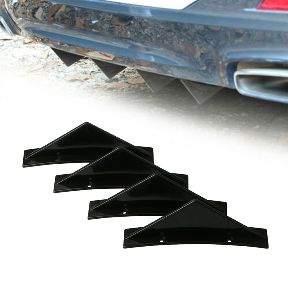 4Pcs Universal Car Rear Bumper Lip Diffuser Shark Fin Style Car Back Bumper  Spoiler