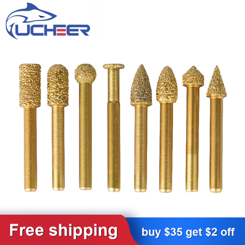 UCHEER 1set/20pcs Stone Engraving Router Bits Marble Granite for CNC Machine Carving Tools golden ► Photo 1/1