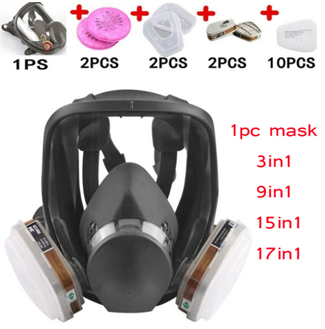 Protection 3/15/17 In 1 Safety Respirator Gas Mask same For 6800 Gas Mask Painting Spraying Full Face Facepiece Respirator ► Photo 1/6