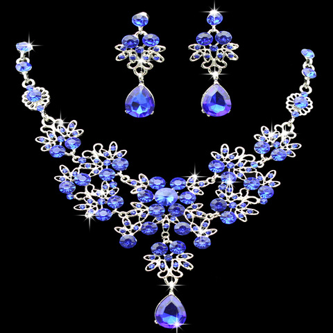 KMVEXO Multiple Colors Water Drop Wedding Bridal Formal Party Prom Jewelry Sets Crystal Rhinestone Brides Necklace Earrings Sets ► Photo 1/6