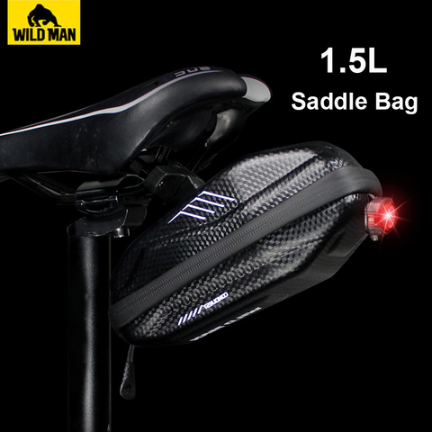 NEWBOLER 1.5L Hard shell Bicycle Saddle Bag Waterproof Cycling Panniers MTB Bike Rear Tool Bag Night Reflective Bike Accessories ► Photo 1/6