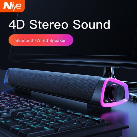 4D Computer Speaker Bar Stereo Sound subwoofer Bluetooth Speaker For Macbook Laptop Notebook PC Music Player Wired Loudspeaker ► Photo 1/6