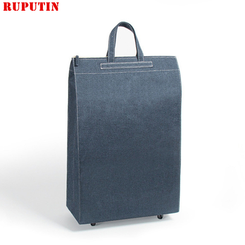 Small Wheel Boarding Travel Bag Collapsible Ladies Shopping Bag Grocery Puller Trolley Bag Wheel Portable Storage Shopping Cart ► Photo 1/6