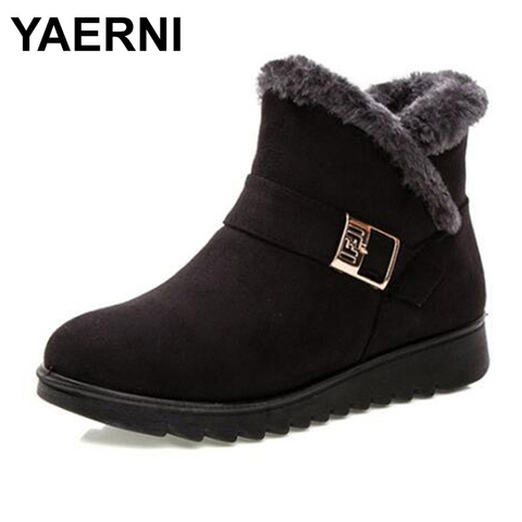 YAERNI Women Warm Ankle Boots Faux Fur Winter Womens Waterproof Anti Slip Ankle Bootie Warm Fur Footwear Shoes BootenE1189 ► Photo 1/6