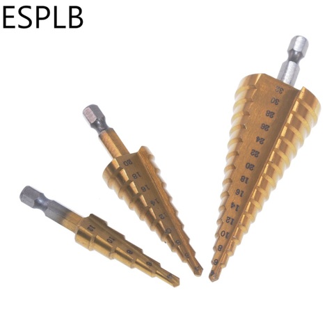 3-13 4-12 4-20 4-32mm Hexagonal HSS Titanium Coated Stepped Power Tools Drilling Bit Metal Wood Holder Cutter Drill Bit ► Photo 1/6