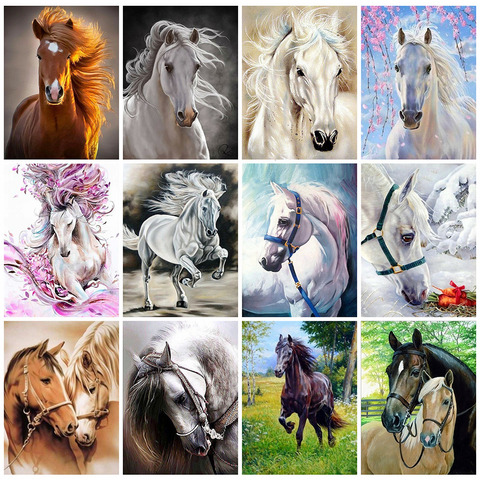 HUACAN 5d Diamond Painting Animal Full Drill Square Diamond Embroidery Horse New Arrival Fall Decorations For Home ► Photo 1/6