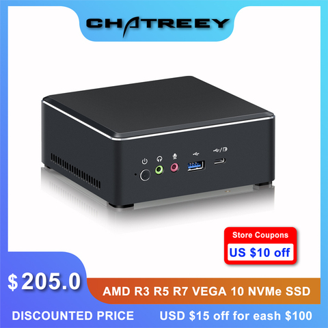 Chatreey AMD Ryzen Mini PC with Vega Graphics 4K UHD Nvme SSD Desktop Gaming Computer ► Photo 1/6