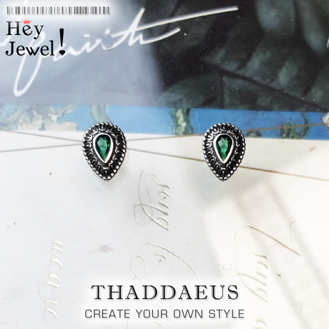 Green Water Drip Tear Down Ear Stud Earrings,Europe Style Fashion Good Jewelry For Women Men,2022  Gift In 925 Sterling Silver ► Photo 1/6