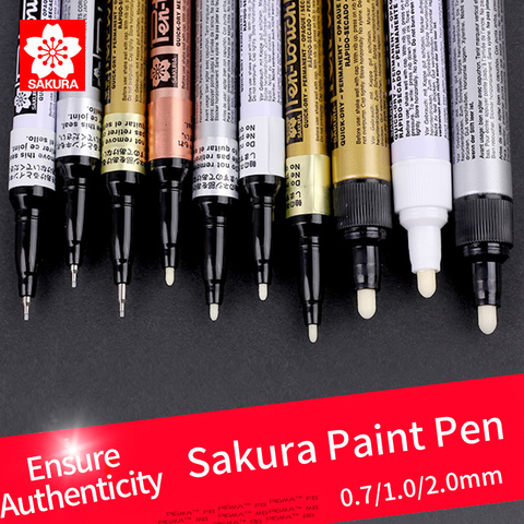 SAKURA Waterproof Permanent Paint Marker Pen-Touch Metallic Markers Opaque Oil Paint Pens 0.7 mm 1.0 mm 2.0 mm White Gold Silver ► Photo 1/5