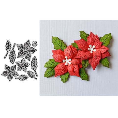 2022 New Dies Christmas Flower Metal Cutting Dies Scrapbooking Embossing Folder for Card Making Stencil Template Album Decor ► Photo 1/2