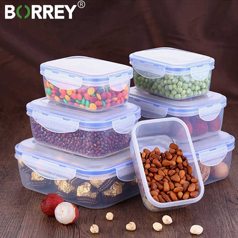 BORREY Microwave Glass Lunch Box Rectangle Glass Lunch Box With