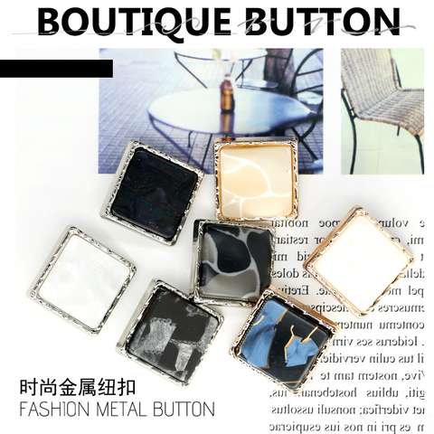 3pieces Square Gold Buttons for Clothing Fashion Women Suit Clothes Decorative Button Metal Sewing Accessories Pattern ► Photo 1/5