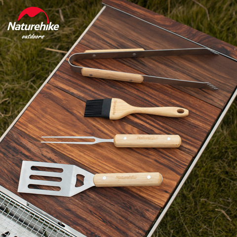 Naturehike Outdoor Barbecue Set 4-piece BBQ Set Shovel Brush Fork Clamp ► Photo 1/6