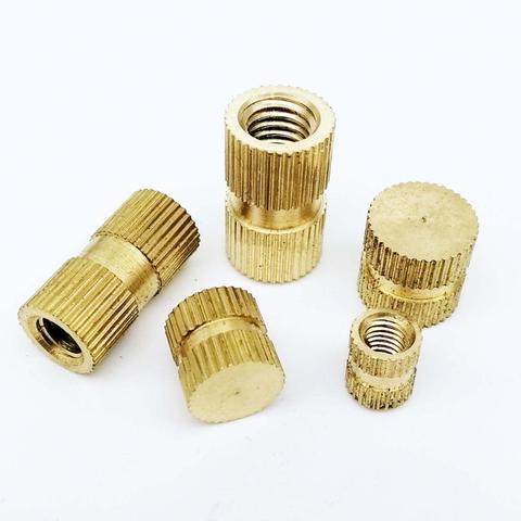 5/25X M3 M4 M5 M6 M8 Type B Solid Brass Copper Metric Thread Injection Molding Knurl Embedded Insert Nut Single Pass Blind Hole ► Photo 1/6