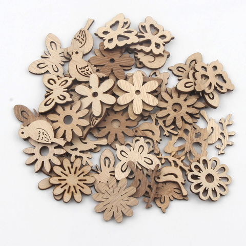 20pcs Butterfly/Bird/Flower Pattern Handmade Wooden Crafts Accessory Home Decoration Scrapbookings DIY ► Photo 1/4