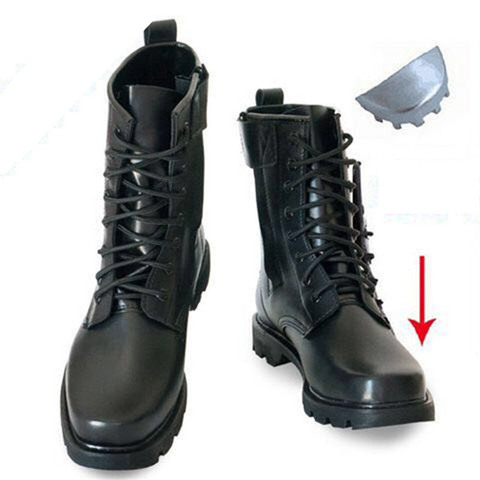 Steel Toe Microfiber Leather Men Military Boots Men's Motorcycle Riding Hunting Walking Shoes Designer Desert Botas Hombre Black ► Photo 1/6