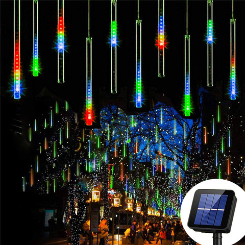 Solar Powered Led outdoor string lights Christmas Falling Rain Icicle Fairy String Lamp Meteor Shower Rain Holiday Party Lights ► Photo 1/6