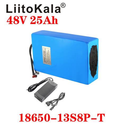 LiitoKala 48V25ah 48V battery  Lithium Battery Pack 48V 25AH 1000W electric bicycle battery Built in 50A BMS+54.6V 2A charger ► Photo 1/5