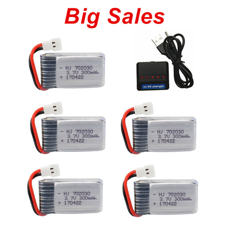 3.7V 300mAH Lipo Battery With Charger For Udi U816 U830 F180 E55 FQ777 FQ17W Hubsan H107 Syma X11C FY530 RC Drone Battery ► Photo 1/3