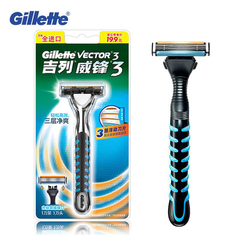 Gillette Vector 3 Razor Smooth Shaving Machine Male Beard Shaver 3 Layers Blade Manual Shaver for Men 1 Razor Holder + 1 Blade ► Photo 1/6
