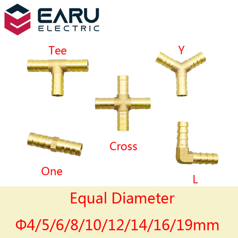 Brass Barb Pipe Fitting 2 3 4 way brass connector For 4mm 5mm 6mm 8mm 10mm 12mm 16mm 19mm hose copper Pagoda Water Tube Fittings ► Photo 1/6