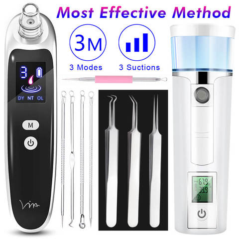 Blackhead Remover Face Vacuum Suction Pore Acne Needle Tweezer Extractor Nose Skin Cleaner Massage Tools SPA Facial Steamer Set ► Photo 1/6