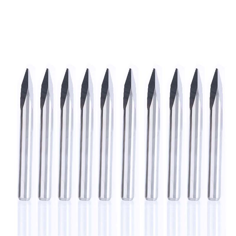 10x Carbide Steel 30° 0.1mm CNC Router Pyramid Engraving Bits 