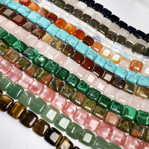 New 33pcs Natural Agates Beads Square Shape Natural Stones Beads Charm Size 12x12x5 mm for making DIY Jewelry Necklace ► Photo 1/6