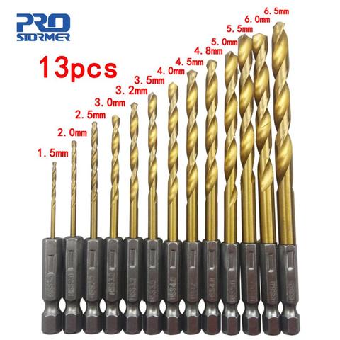 Twist Drill Bits 13 PCS HSS Hexagonal Shank High Speed Steel Electric Screwdriver Drill Bit Electric Drill 1.5-6.5mm ► Photo 1/6