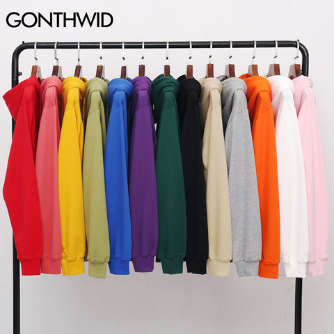 GONTHWID Men's Hoodies Pullover Casual Solid Color Sports Outwear Hooded Sweatshirts Hoodies Fashion Streetwear Sweatshirt Tops ► Photo 1/6