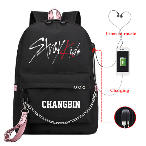 Mochila Kpop Stray Kids Backpack Women Backpacks School Bags for Teenage Girls Usb Charge Laptop Backpack Casual Travel Backpack ► Photo 1/6
