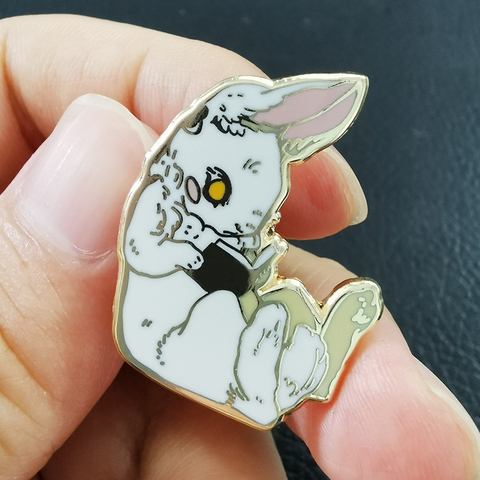 Reader Rabbit Enamel Pin Cartoon White Bunny Metal Badge Wonderland gift for book lovers ► Photo 1/2