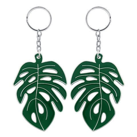 DIY Alloy Hollow Turtle Leaf Keychain Pendant Nordic Green Fresh Drop Oil Leaf Bag Accessories lady ► Photo 1/6