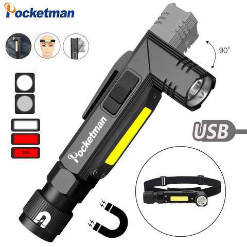 12000LM Handfree Tactical Flashlight Dual Fuel 90 Degree Twist Rotary Clip Rechargeable Super Bright 5 Modes LED Torch Outdoor ► Photo 1/6