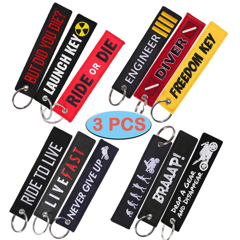 Car Key Chain for Motorcycles Mixed Styles Launch Keychain Scooters Luggage Tag Embroidery Keyring Bijoux REMOVE BEFORE FLIGHT ► Photo 1/6