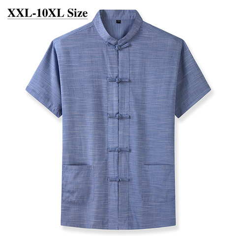 Plus Size 7XL 8XL 9XL 10XL Men's Short Sleeve Shirt Chinese Style Tang Suit Loose Casual Traditional Kung Fu Uniform Male ► Photo 1/6