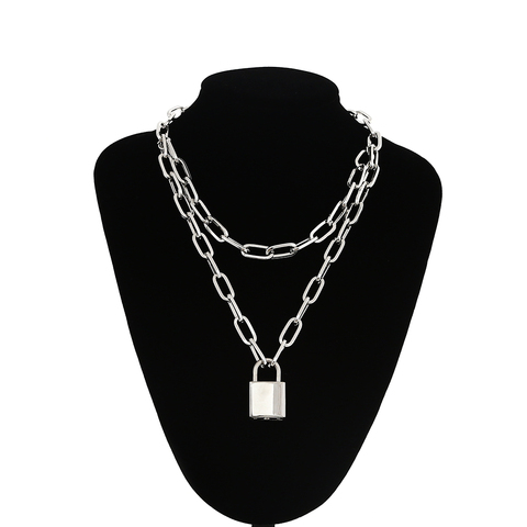 Lock Chain Necklace With A Padlock Pendants Women Men Punk Jewelry On The Neck 2022 Grunge Aesthetic Egirl Eboy Accessories ► Photo 1/6