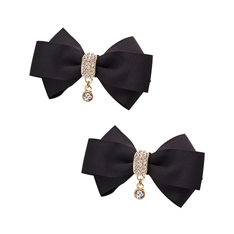 2 Pieces Women' Ribbon Bow Crystal Pendant Removable Shoe Clips Clutch Wedding Decoration Candy Colors ► Photo 1/2